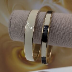 J. Crew Cream, Gold and Black Bracelet Set with Elegant Design